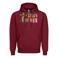 Burgundy Stuck on You Zipper Hoodie - CowhideDigitalArt
