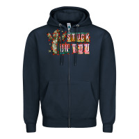 Navy Stuck on You Zipper Hoodie - CowhideDigitalArt