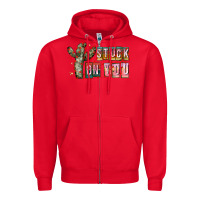 Red Stuck on You Zipper Hoodie - CowhideDigitalArt