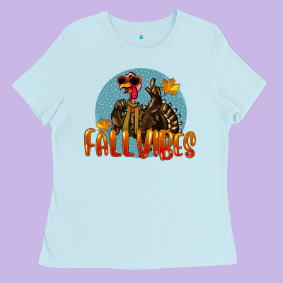 Fall Vibes Turkey Ladies Tee Designed By Lillyallendesigns