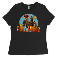 Black Fall Vibes Turkey Ladies Tee - LillyAllenDesigns
