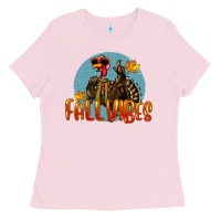 Bubblegum Pink Fall Vibes Turkey Ladies Tee - LillyAllenDesigns