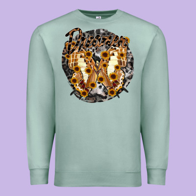 Dreamer Butterfly Premium Sweatshirt Designed By Racoondesign