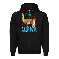 Black All American Lama Zipper Hoodie - LillyAllenDesigns