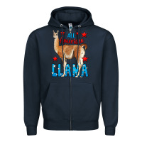 Navy All American Lama Zipper Hoodie - LillyAllenDesigns