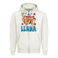 Oatmeal Heather All American Lama Zipper Hoodie - LillyAllenDesigns