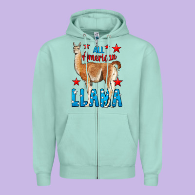 All American Lama Zipper Hoodie Designed By Lillyallendesigns