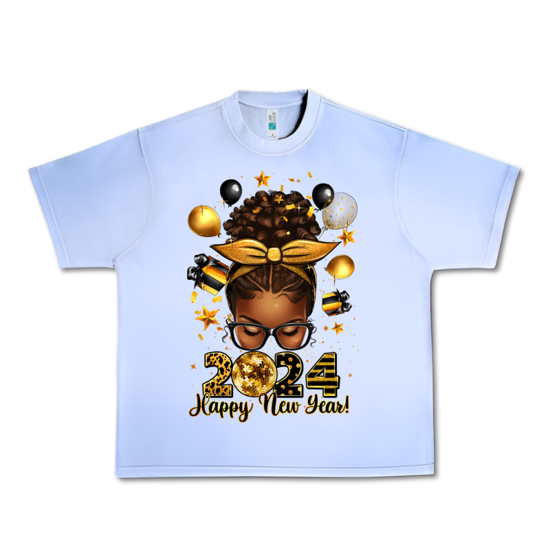 2024 Happy New Year  Afro Messy Bun Urban Heavy Tee by texasbilliewilder | Teevron