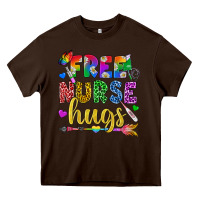 Chocolate Brown Free Nurse Hugs Pride LGBTQ+ Heavy Core Tee - BundleAndBundleShop