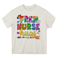 Cream Free Nurse Hugs Pride LGBTQ+ Heavy Core Tee - BundleAndBundleShop