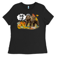 Hello Fall Brown Bear Ladies Tee | Teevron