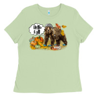 Matcha Hello Fall Brown Bear Ladies Tee - LillyAllenDesigns