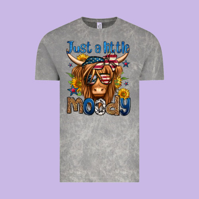 Just A Little Moody 4th Of July Long Haired Cow Vintage Tee Designed By Jasminsmagicworld