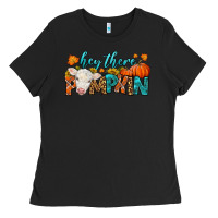 Black Western Hey There Pumpkin Ladies Tee - LillyAllenDesigns