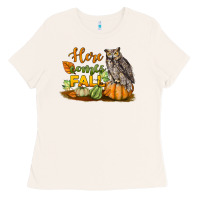 Bone Here Comes Fall Owl Ladies Tee - LillyAllenDesigns