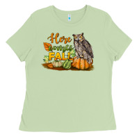 Matcha Here Comes Fall Owl Ladies Tee - LillyAllenDesigns