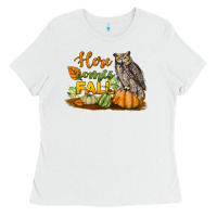 White Here Comes Fall Owl Ladies Tee - LillyAllenDesigns