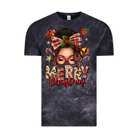Cloud Black merry christmas messy bun Vintage Tee - texasbilliewilder