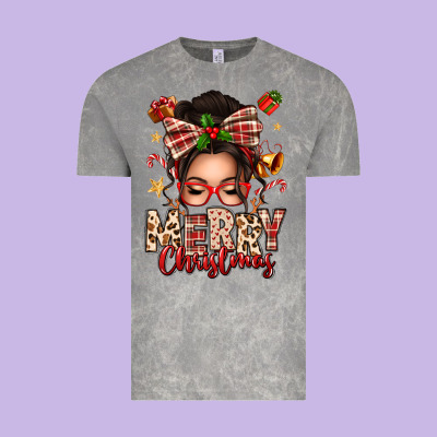 Merry Christmas Messy Bun Vintage Tee Designed By Texasbilliewilder