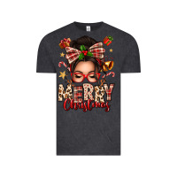 Vintage Black merry christmas messy bun Vintage Tee - texasbilliewilder