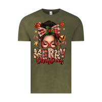 Vintage Olive merry christmas messy bun Vintage Tee - texasbilliewilder