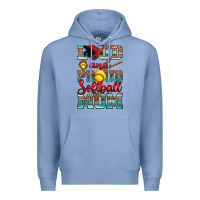 Colony Blue loud and proud softball mom Premium Hoodie - RanaPortraitStore