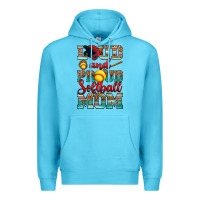 Ocean Blue loud and proud softball mom Premium Hoodie - RanaPortraitStore