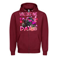 Burgundy Valentine Day Zipper Hoodie - CowhideDigitalArt