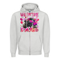 Dove Grey Valentine Day Zipper Hoodie - CowhideDigitalArt