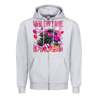 Heather Grey Valentine Day Zipper Hoodie - CowhideDigitalArt