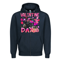 Navy Valentine Day Zipper Hoodie - CowhideDigitalArt