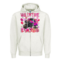 Oatmeal Heather Valentine Day Zipper Hoodie - CowhideDigitalArt