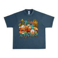 Midnight Navy Fall Thankful and blessed Urban Heavy Tee - NancyCooperArtShop
