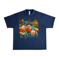 Navy Fall Thankful and blessed Urban Heavy Tee - NancyCooperArtShop