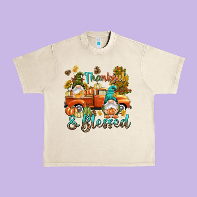 Fall Thankful And Blessed Urban Heavy Tee Designed By Nancycooperartshop