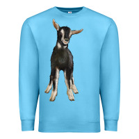 Ocean Blue Hand Drawn Baby Alpine Goat Premium Sweatshirt - LillyAllenDesigns