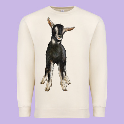 Hand Drawn Baby Alpine Goat Premium Sweatshirt Designed By Lillyallendesigns