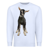 White Hand Drawn Baby Alpine Goat Premium Sweatshirt - LillyAllenDesigns