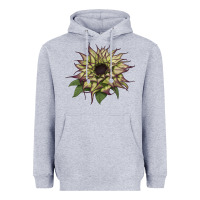 Heather Grey sun   fill purple sunflower Heavyweight Hoodie - LillyAllenDesigns