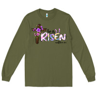 Army Green easter he is risen matthew 28 6 Long Sleeve Tee - Jasminsmagicworld