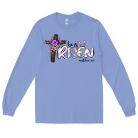 Colony Blue easter he is risen matthew 28 6 Long Sleeve Tee - Jasminsmagicworld