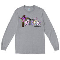 Heather Grey easter he is risen matthew 28 6 Long Sleeve Tee - Jasminsmagicworld