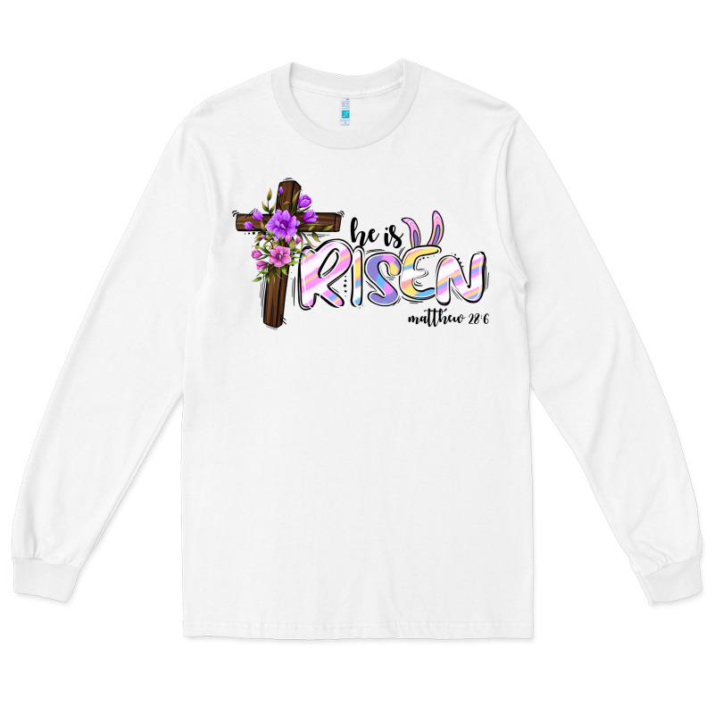Easter He Is Risen Matthew 28 6 Long Sleeve Tee by Jasminsmagicworld | Teevron
