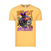 Vintage Mustard Black cat apothecary Vintage Tee - NancyCooperArtShop