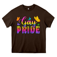 Chocolate Brown Gay Pride With Butterfly Heavy Core Tee - BundleAndBundleShop