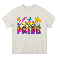 Cream Gay Pride With Butterfly Heavy Core Tee - BundleAndBundleShop