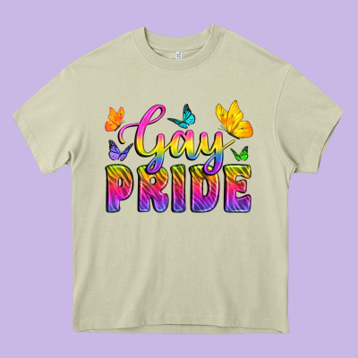 Gay Pride With Butterfly Heavy Core Tee Designed By Bundleandbundleshop