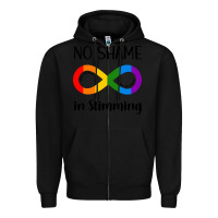 Black no Shame Stimming Zipper Hoodie - CowhideDigitalArt
