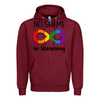 Burgundy no Shame Stimming Zipper Hoodie - CowhideDigitalArt
