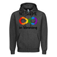 Charcoal Heather no Shame Stimming Zipper Hoodie - CowhideDigitalArt